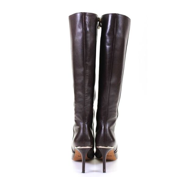 Coach Womens Leather Gold Tone Heel Knee High Roma Boots Brown Size 7 B - Picture 3 of 5